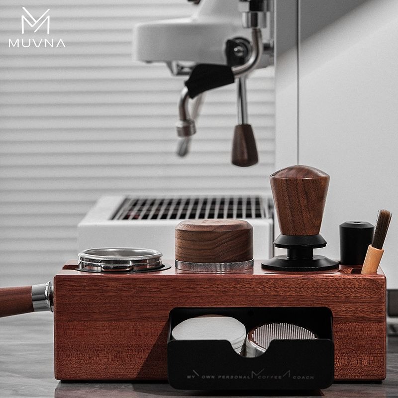Coffee Equipment Accessories - MUVNA Coffee Tamper Station Wood Portafilter